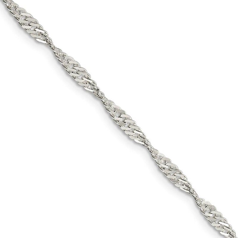 3mm Sterling Silver, Solid Singapore Chain Necklace, 24 Inch